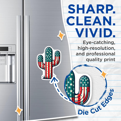(2 Pack) American Flag Cactus Magnets - Patriotic Desert Decor - 4th of July Souvenirs - 5 Inches On Longest Side - Thick Durable Magnet - Made in USA - MAG19680