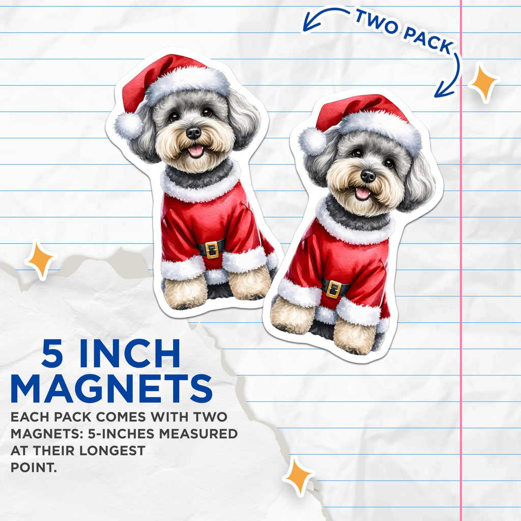 (2 Pack) Christmas Dog Magnets - Santa Puppy Refrigerator Magnets - Pet Lover Holiday Decor - 5 Inches On Longest Side - Thick Durable Magnet - Made in USA - MAG30609