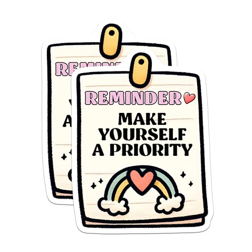 (2 Pack) Reminder Stickers - Motivational Quote Stickers - Priority Reminder Sticker - 5" On Longest Side - Sticks to Any Smooth Flat Surface - Made in USA - BMCS3249