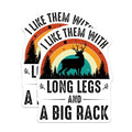 (2 Pack) Funny Deer Hunting Stickers - Outdoorsman - Long Legs and Big Rack - Silhouette Forest Scene - 5" On Longest Side - Sticks to Smooth Flat Surfaces - Made in USA - BMCS5083