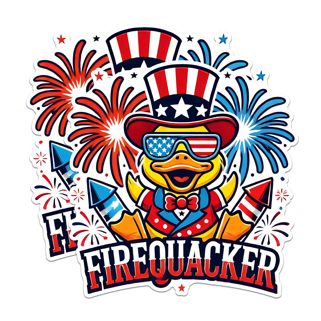(2 Pack) Patriotic Duck Magnets - Firework Duck Magnets - Fourth of July Decor Magnets- 5" On Longest Side - for Fridges, Toolboxes, Cars - Made in USA - MAG2717