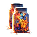 (2 Pack) Glowing Butterfly Jar Magnets - Enchanted Mason Jar Decor - Whimsical Fridge Art - 5 Inches On Longest Side - Thick Durable Magnet - Made in USA - MAG29882