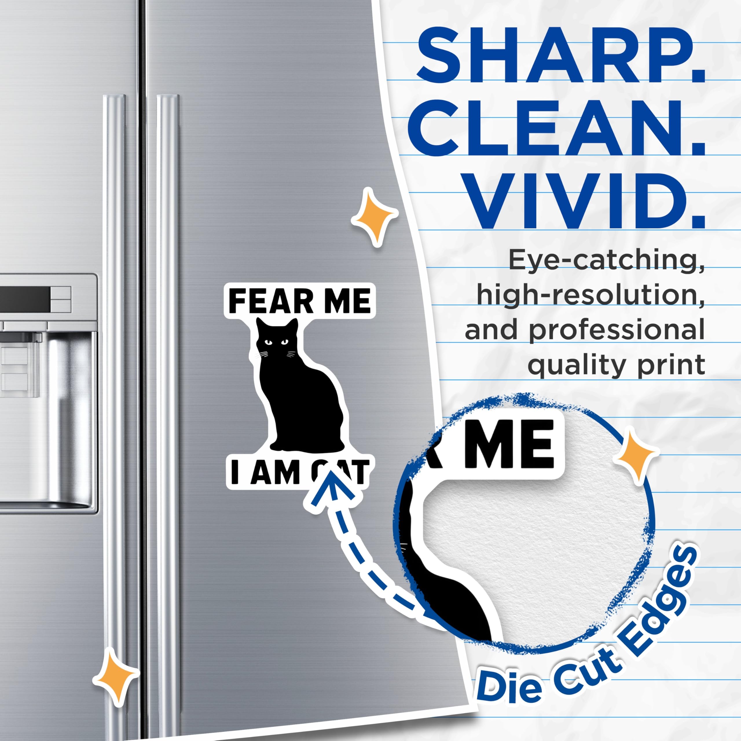 (2 Pack) Black Cat Magnets - Funny Cat Meme - Cat Lover Refrigerator Magnets - 5" On Longest Side - Premium Magnet - for Cars, Refrigerators, Toolboxes, Lockers - Made in USA - MAG15186
