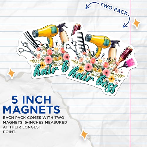 (2 Pack) Hair Boss Magnets - Salon Decor - Hair Stylist Gifts - 5" On Longest Side - for Cars, Fridges, Toolboxes - Made in USA - MAG7569