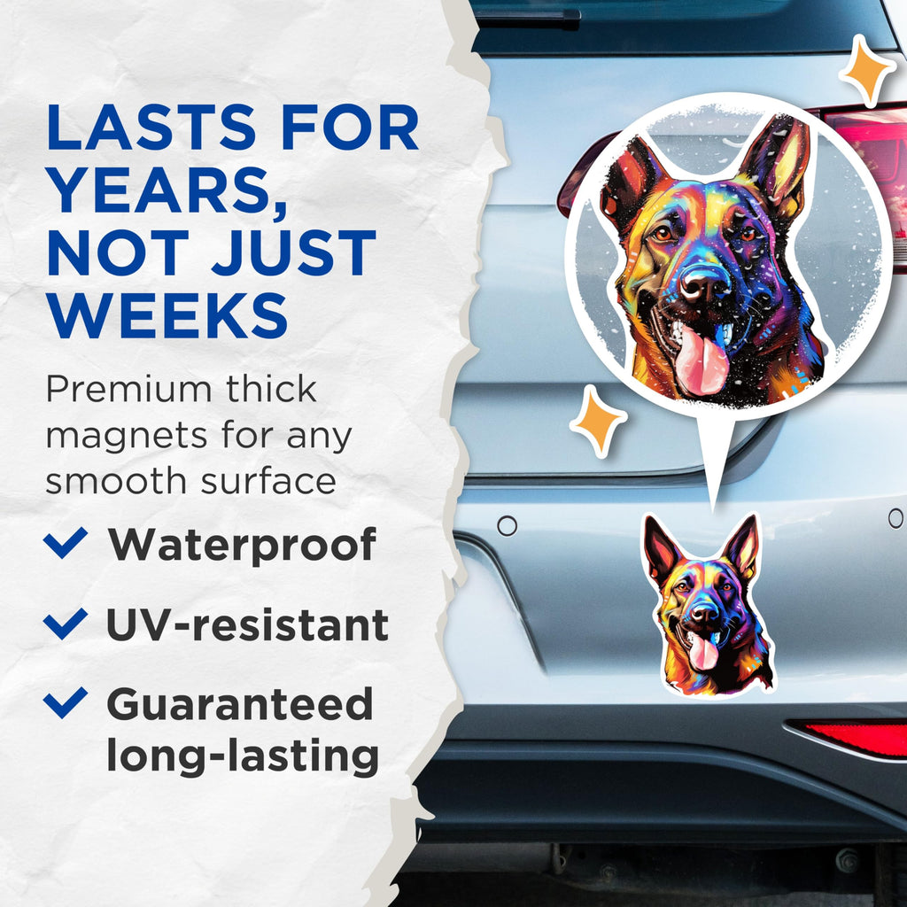 (2 Pack) Belgian Malinois Dog Breed Magnets - 5 Inches On Longest Side - Choose from Over 100 Dog Breeds - for Cars, Refrigerators, Toolboxes - Made in USA - MAG1772