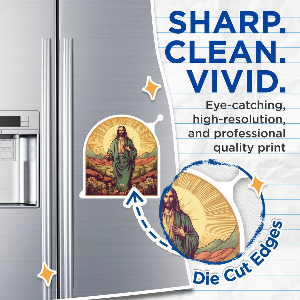 (2 Pack) Jesus Christ Magnets - Christian Art Decor - Religious Spiritual Home Accent - 5 Inches On Longest Side - Thick Durable Magnet - Made in USA - MAG29467