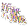 (3 Pack) Mardi Gras Louisiana Decals - New Orleans - Purple Gold Green Decor- 3 Inches On Longest Side - Easy Peel & Apply - Made in USA - 3MCS5143