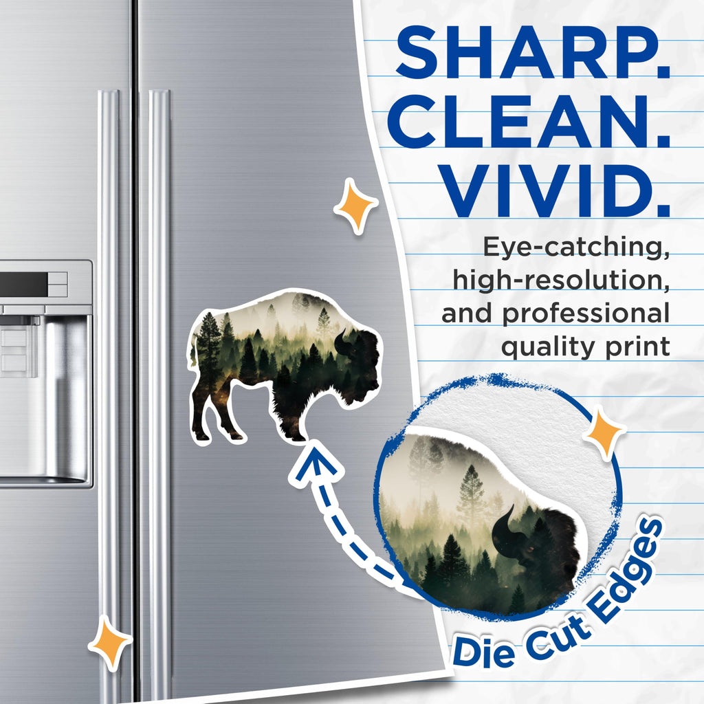 (2 Pack) Buffalo with Forest Nature Overlay - Cool Nature Magnet- 5 Inches On Longest Side - Premium Magnet - for Cars, Refrigerators, Toolboxes - Made in USA - MAG1742