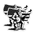 (2 Pack) Bigfoot Banjo Magnets - Patriotic USA Flag Sasquatch - American Cryptid Folk Art - 5 Inches On Longest Side - Thick Durable Magnet - Made in USA - MAG20766