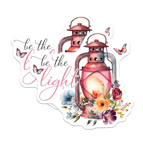 (2 Pack) Be The Light Magnets Magnets - Inspirational Art - Floral Decor - 5" On Longest Side - Made in USA - Sticks to Refrigerators & Metal Surfaces - MAG8579