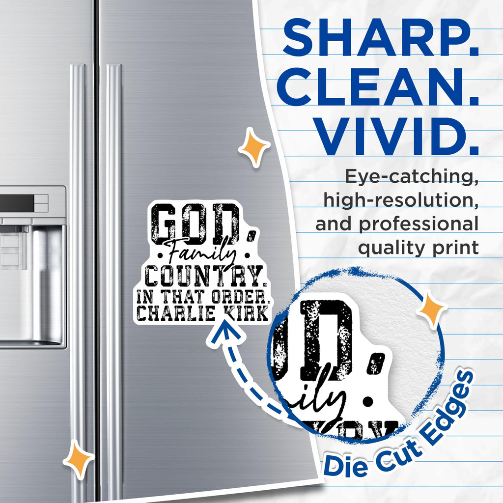 (2 Pack) God Family Country Magnets - Charlie Kirk Quote - Patriotic Beliefs Display - 5 Inches On Longest Side - Thick Durable Magnet - Made in USA - MAG24066