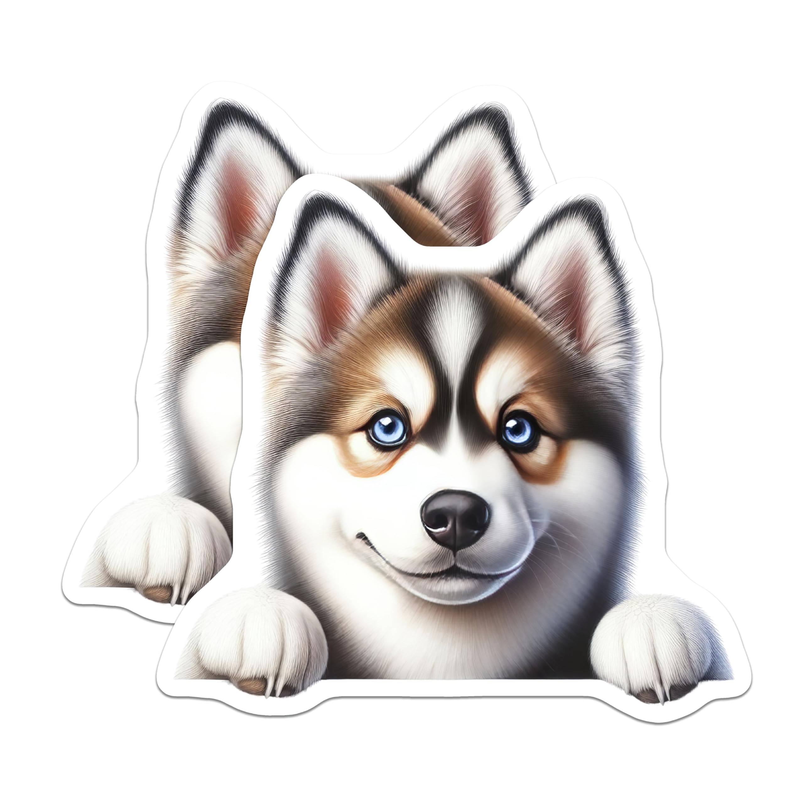 (2 Pack) Husky Dog Magnets - Cute Puppy Decor - Refrigerator Husky Art - 5" On Longest Side - Premium Magnet - for Cars, Refrigerators, Toolboxes, Lockers - Made in USA - MAG15011