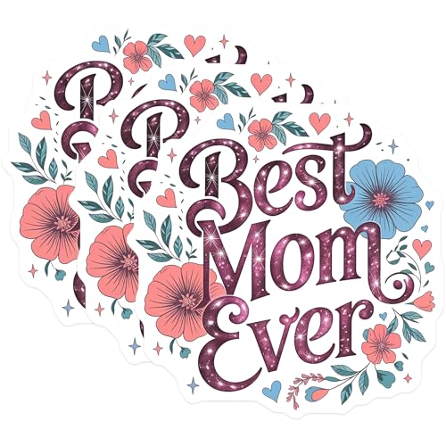 (3 Pack) Best Mom Ever Decals - Mothers Day Decal - Laptop Decals - 3 Inches On Longest Side - Easy Peel & Apply - Made in USA - 3MCS7376