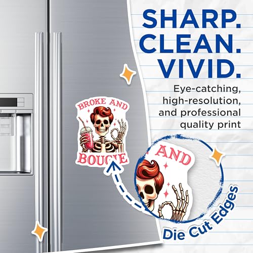 (2 Pack) Funny Skeleton Magnet - Retro Skeleton Design - 5" On Longest Side - Sticks to Smooth Flat Surfaces - Made in USA - MAG9766