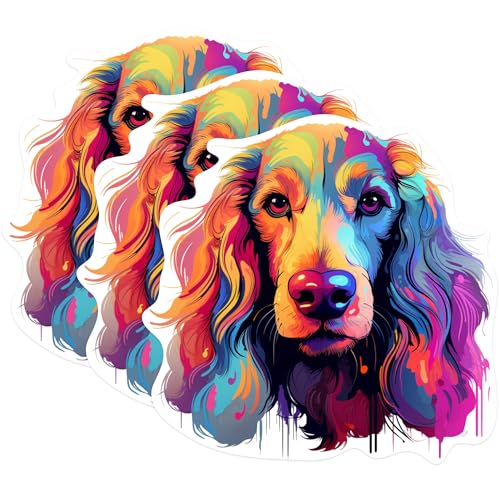 (3 Pack) Cocker Spaniel Decals - Colorful Dog Stickers - Laptop Decal - 3 Inches On Longest Side - Easy Peel & Apply - Made in USA - 3MCS0618