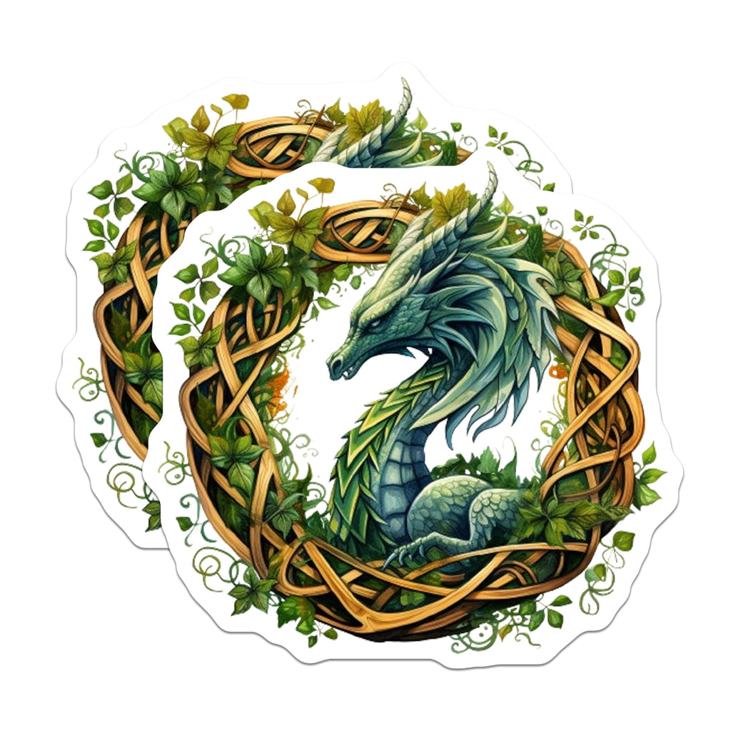 (2 Pack) Celtic Dragon Magnets - Fantasy Dragon Art - Mythical Creature Decor - 5 Inches On Longest Side - Thick Durable Magnet - Made in USA - MAG26792