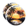 (2 Pack) Tropical Sunset Magnets - Palm Tree Beach Scenery - Exotic Coastal Landscape - Vacation Vibes Decor - 5 Inches On Longest Side - Thick Durable Magnet - Made in USA - MAG19807