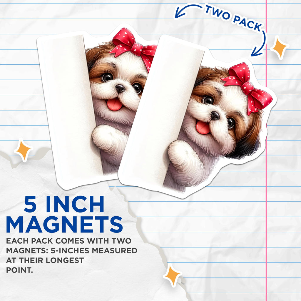 (2 Pack) Shih Tzu Magnets - Dog Breed Fridge Decor - Puppy Lover Home Accents - 5" On Longest Side - Premium Magnet - for Cars, Refrigerators, Toolboxes, Lockers - Made in USA - MAG14649