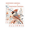 (2 Pack) Northern Cardinal Magnets - Illinois State Bird - Floral Bird Magnets - 5" On Longest Side - Premium Magnet - for Cars, Refrigerators, Toolboxes, Lockers - Made in USA - MAG17207