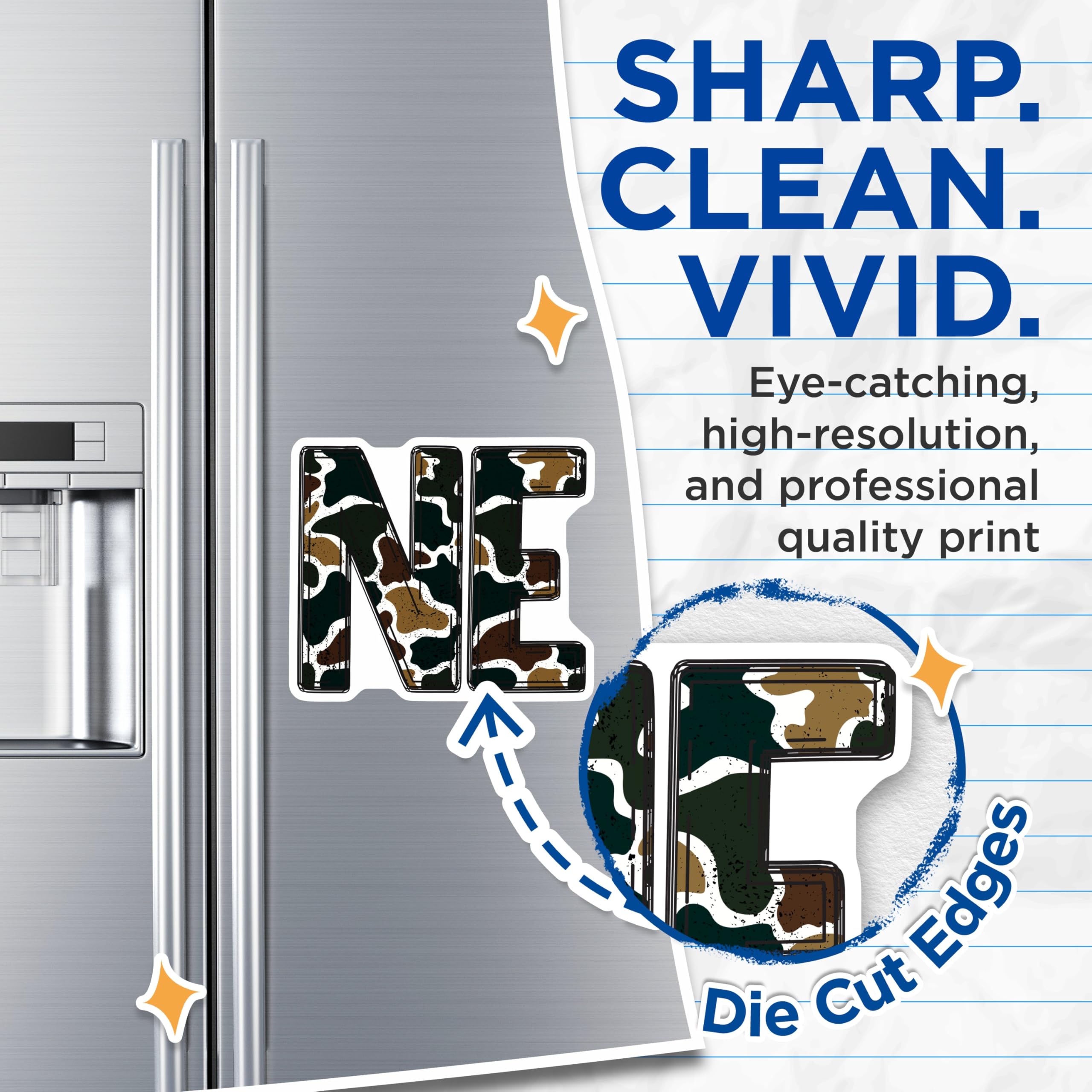 (2 Pack) Camouflage Letters NE Magnets - Unique Distressed Monogram Initial Decor - Rustic Kitchen Refrigerator Accessory - 5 Inches On Longest Side - Thick Durable Magnet - Made in USA - MAG20639