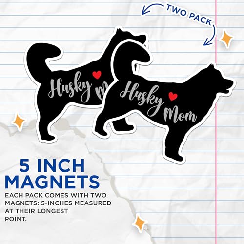 (2 Packs) Husky Mom Magnets - Husky Dog Breed Magnets - 5 Inches On Longest Side - Premium Magnet - for Fridges, Toolboxes, Cars - Made in USA - MAG2481