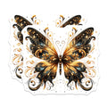 (2 Pack) Golden Butterfly Magnets - Elegant Wing Decor - Celestial Sparkle Fridge Magnets - Black and Gold Ornate Aesthetic - Whimsical - 5" - Thick Durable Magnet - Made in USA - MAG39569
