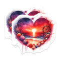 (2 Pack) Beach Scene Heart Magnets - Sunset Nautical Art - Ocean Lover Decor - 5" On Longest Side - Premium Magnet - for Cars, Refrigerators, Toolboxes, Lockers - Made in USA - MAG15841
