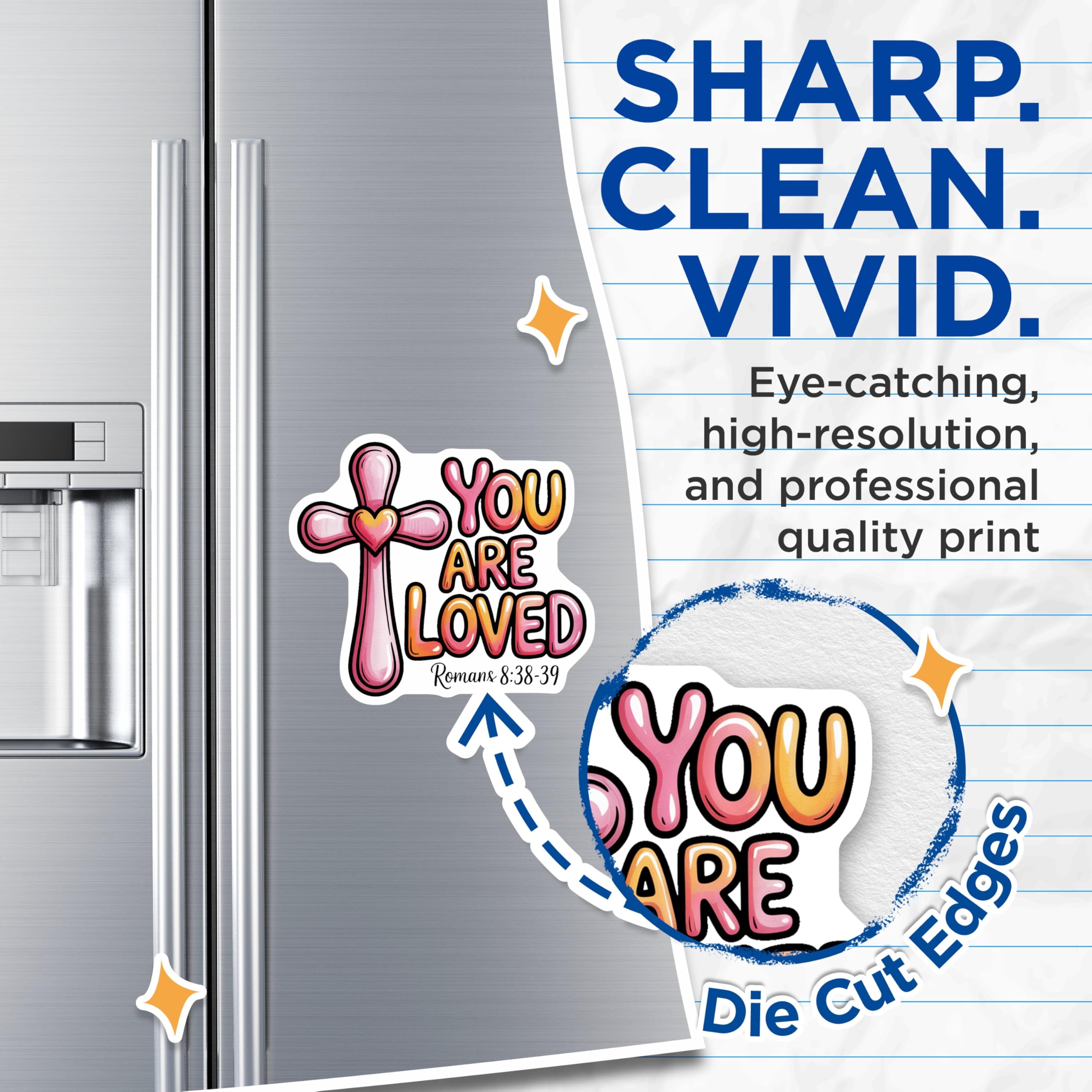 (2 Pack) You are Loved Magnets - Religious Christian Magnets - Inspirational Verse - 5" On Longest Side - Premium Magnet - for Cars, Refrigerators, Toolboxes, Lockers - Made in USA - MAG17039