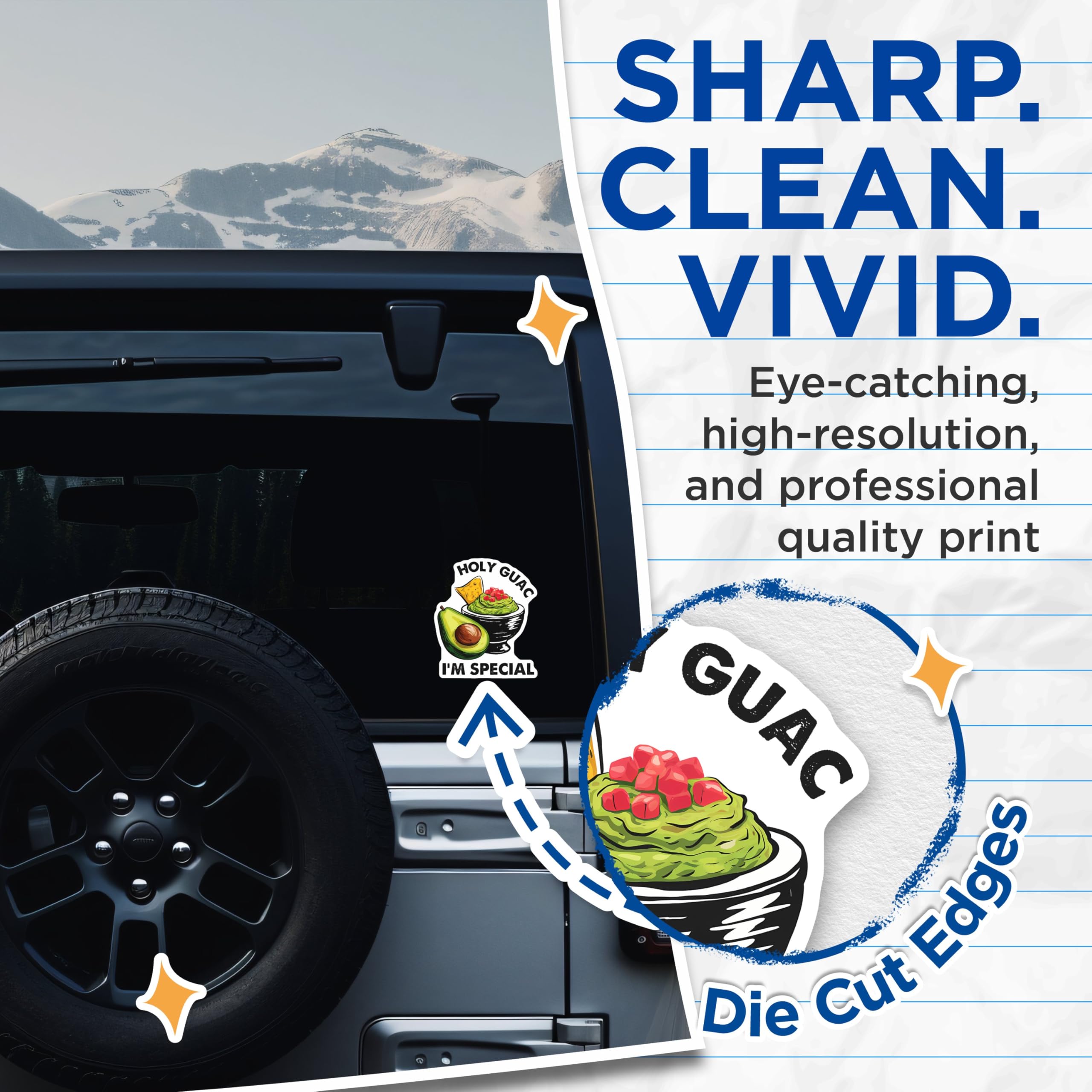 (2 Pack) Guacamole Stickers - 5" On Longest Side - Sticks to Smooth Flat Surfaces - Made in USA - BMCS8389 - BMCS8389