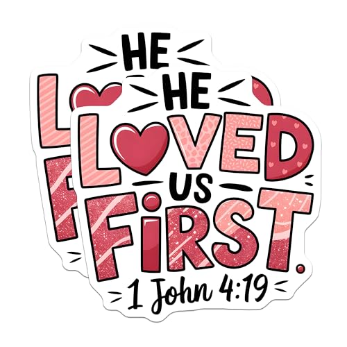 (2 Pack) He Loved Us First Magnets - Christian Faith Fridge Magnets - Scripture Magnets - Inspirational Magnets - 5" On Longest Side - for Cars, Fridges, Toolboxes - Made in USA - MAG3922