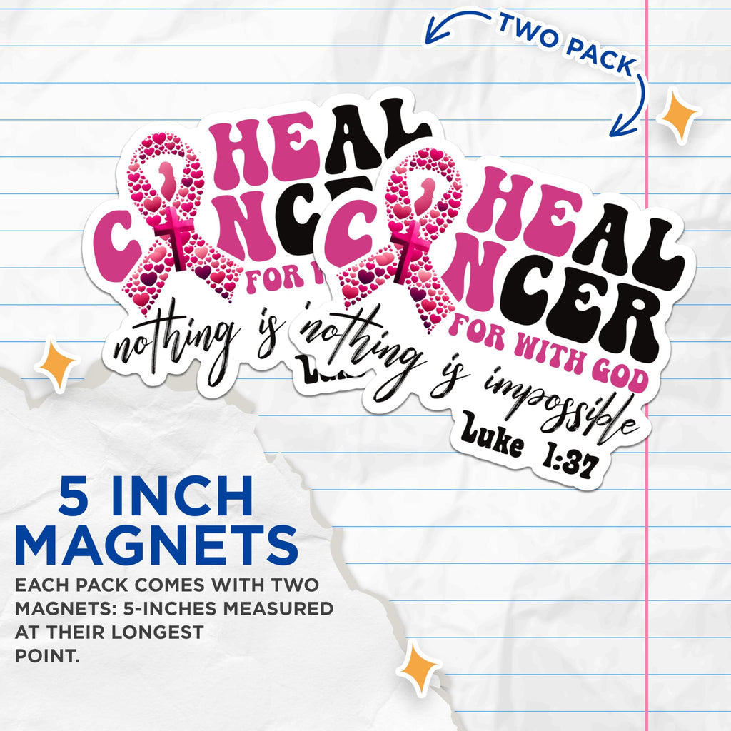 (2 Pack) Luke 1:37 Magnets - Inspirational Magnets - Nothing is Impossible Magnets- 5" On Longest Side - for Fridges, Toolboxes, Cars - Made in USA - MAG2954