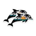 (2 Pack) Dolphin Sunset Beach Scene Stickers - Tropical Ocean Decal Stickers - Coastal Sunrise Vinyl Stickers - 5" On Longest Side - Sticks to Smooth Flat Surfaces - Made in USA - BMCS4867