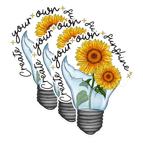 (3 Pack) Sunflower Decals - Create Your Own Sunshine - Laptop Decals - 3 Inches On Longest Side - Easy Peel & Apply - Made in USA - 3MCS1676