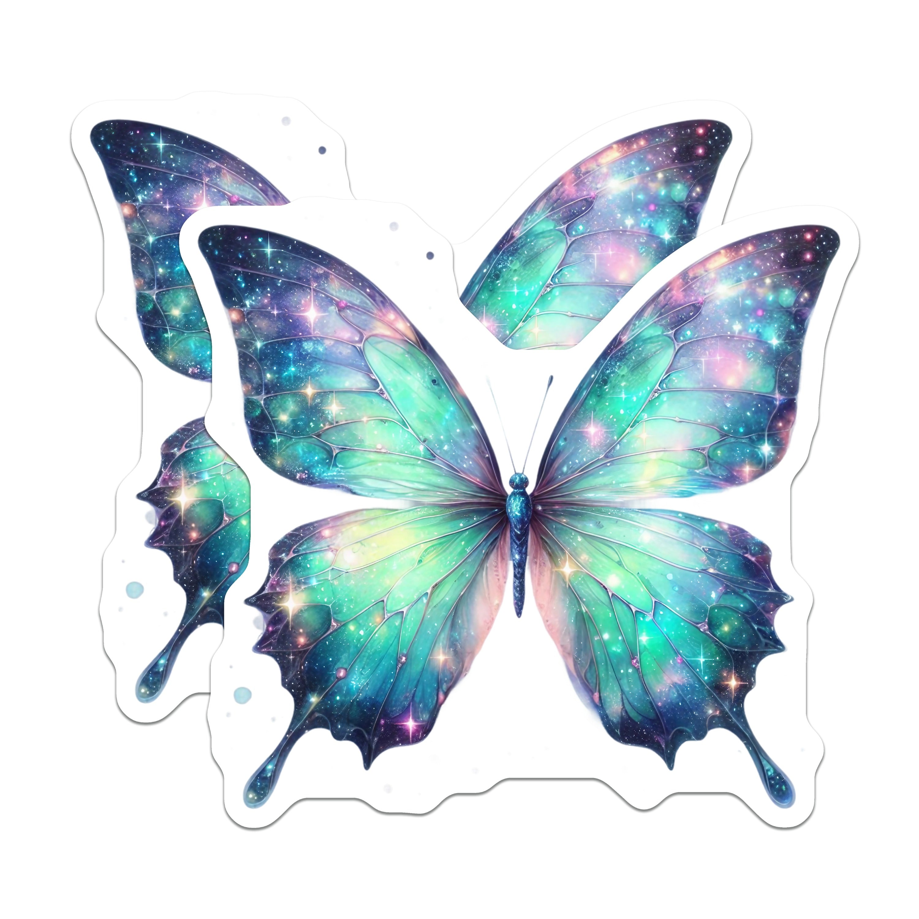 (2 Pack) Galaxy Butterfly Magnets - Celestial Decor - Whimsical Space Art - Aesthetic Fridge Locker Magnets - 5 Inches On Longest Side - Thick Durable Magnet - Made in USA - MAG38357