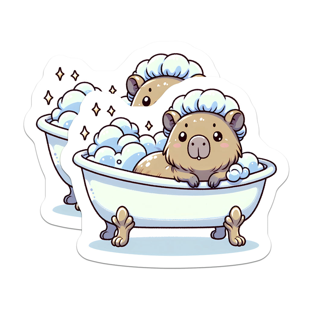 (2 Pack) Cute Capybara Bath Magnets - Kawaii Animal Fridge Decor - Cozy Whimsical Locker Magnet - 5 Inches On Longest Side - Thick Durable Magnet - Made in USA - MAG39152
