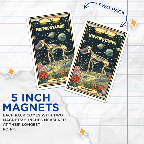 (2 Pack) Hippopotamus Skeleton Magnets - Celestial - Space Hippo Art - Astronomy ation - 5" On Longest Side - for Cars, Fridges, Toolboxes - Made in USA - MAG3668