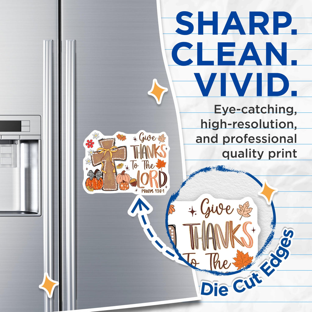 (2 Pack) Give Thanks Lord Magnets - Christian Cross Pumpkin Fall Decor - Thanksgiving Inspirational Fridge Accessory - 5 Inches On Longest Side - Thick Durable Magnet - Made in USA - MAG27610