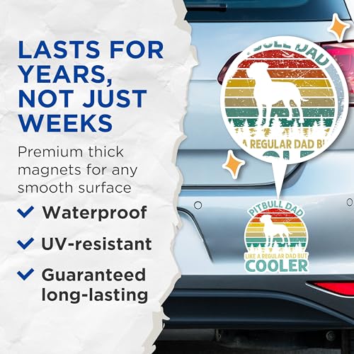(2 Packs) Pitbull Dad Like A Regular Dad But Cooler Magnets - Pitbull Dog Breed Magnets - 5 Inches On Longest Side - Premium Magnet - for Fridges, Toolboxes, Cars - Made in USA - MAG2389