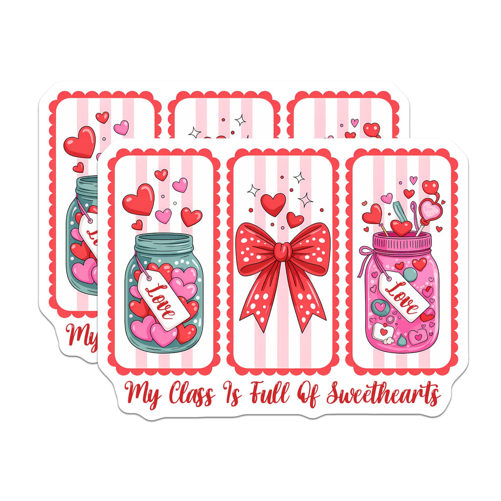 (2 Pack) Valentines Day Magnets - Hearts in Jar - Classroom Sweethearts Decor - 5" On Longest Side - Premium Magnet - for Cars, Refrigerators, Toolboxes, Lockers - Made in USA - MAG16469