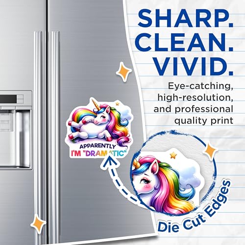 (2 Pack) Unicorn Magnets - Cute Rainbow Unicorn - Funny Quotes Decals for Kids Rooms and Lockers - 5" On Longest Side - for Cars, Fridges, Toolboxes - Made in USA - MAG7971