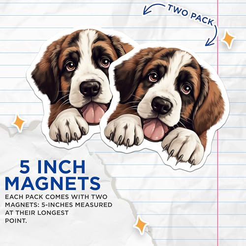(2 Pack) Animal Lover Decor Magnet - Pet Owner Kitchen Accessories - 5" On Longest Side - Sticks to Smooth Flat Surfaces - Made in USA - MAG10287