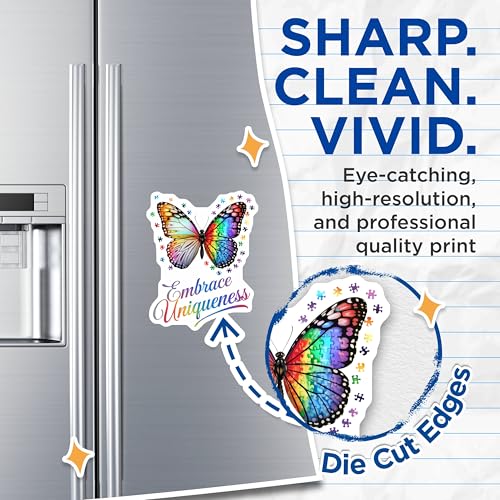 (2 Pack) Rainbow Butterfly Decor Magnet - 5" On Longest Side - Sticks to Smooth Flat Surfaces - Made in USA - MAG10061