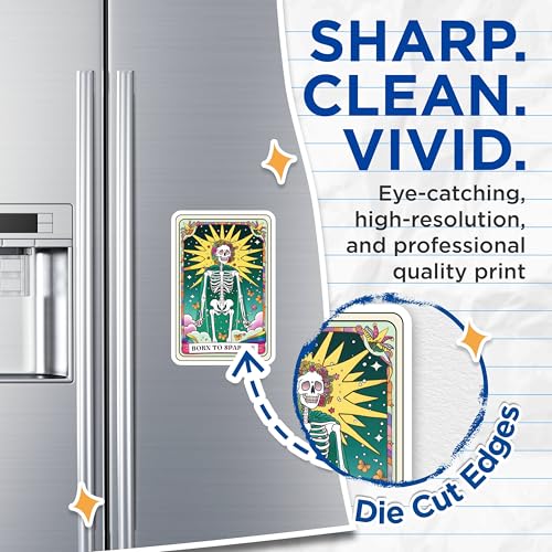 (2 Pack) Born to Sparkle Magnets - Skeleton Art - Colorful - Inspirational Skeleton Magnet - Artistic Refrigerator Magnet - 5" On Longest Side - for Cars, Fridges, Toolboxes - Made in USA - MAG3929