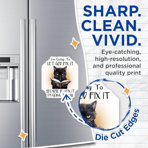 (2 Pack) Let God Fix It Magnets - Funny Cat Quote - Inspirational Home Decor for Office or Home - 5" On Longest Side - for Cars, Fridges, Toolboxes - Made in USA - MAG7724