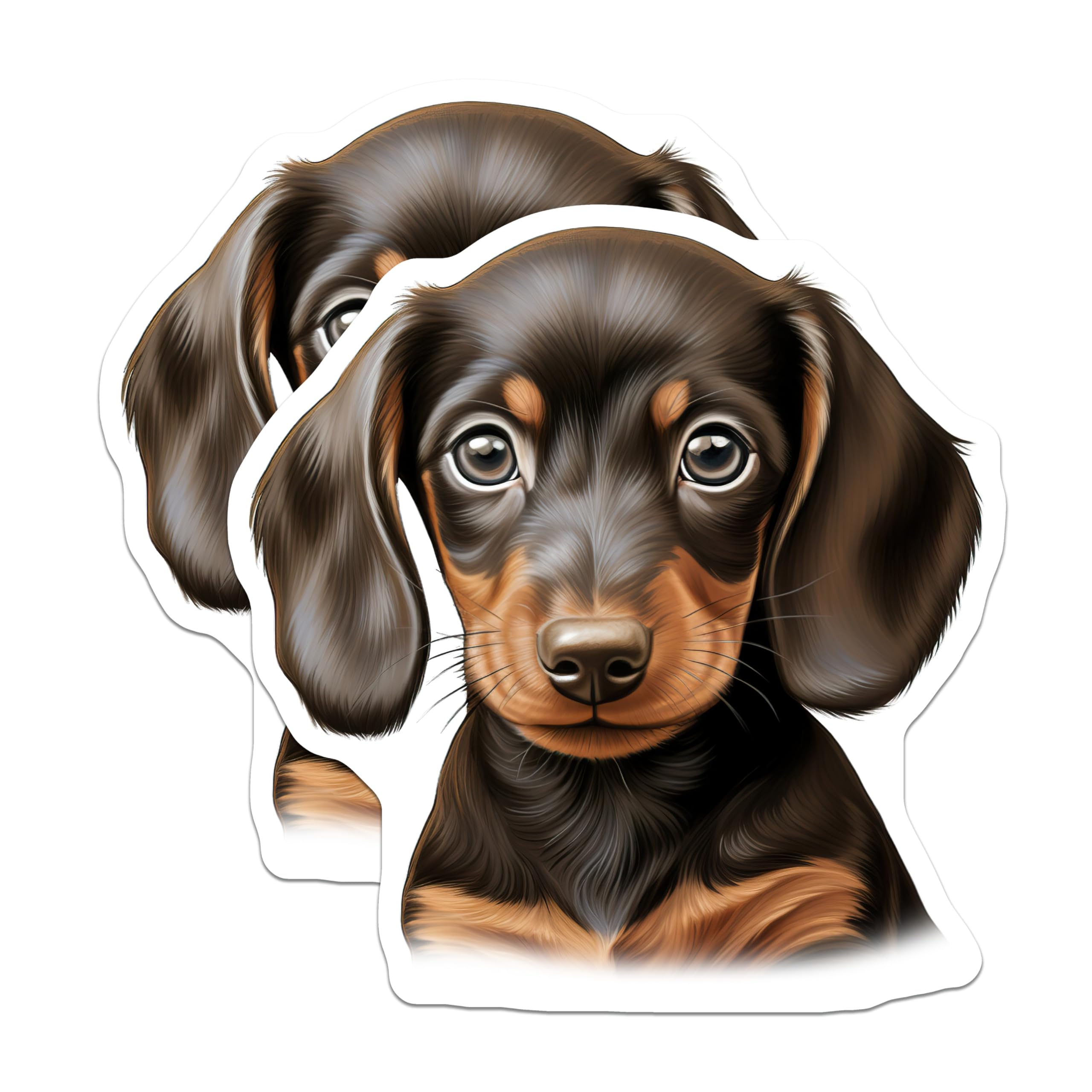 (2 Pack) Dachshund Puppy Magnets - Dog Lover Decor - Pet Owner Kitchen Accessories - Weiner Dog Fridge Art - 5 Inches On Longest Side - Thick Durable Magnet - Made in USA - MAG27575