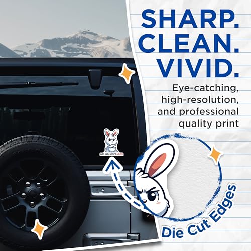 (2 Pack) Cute Bunny Sarcastic Stickers - Funny Animal Sticker - Sassy Rabbit Sticker for Laptops Tablets and More - 5" On Longest Side - Sticks to Smooth Flat Surfaces - Made in USA - BMCS5661