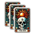 (3 Pack) The Sun Tarot Card Decals - Skull Laptop Decals - Celestial Gothic Decor - 3 Inches On Longest Side - Easy Peel & Apply - Made in USA - 3MCS4273
