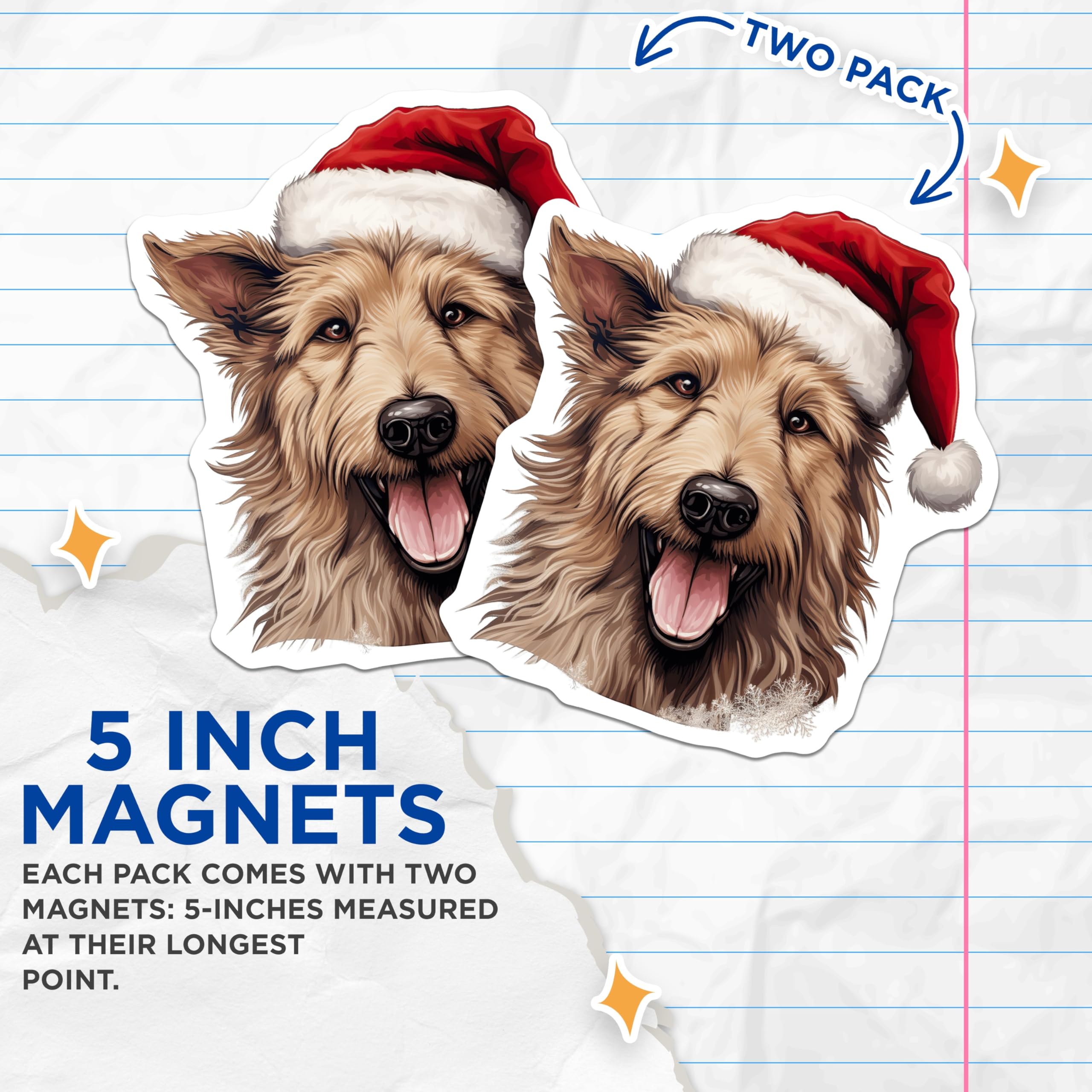 (2 Pack) Santa Dog Christmas Magnets - Happy Pet Lover - Holiday Season Decor - 5 Inches On Longest Side - Thick Durable Magnet - Made in USA - MAG30726