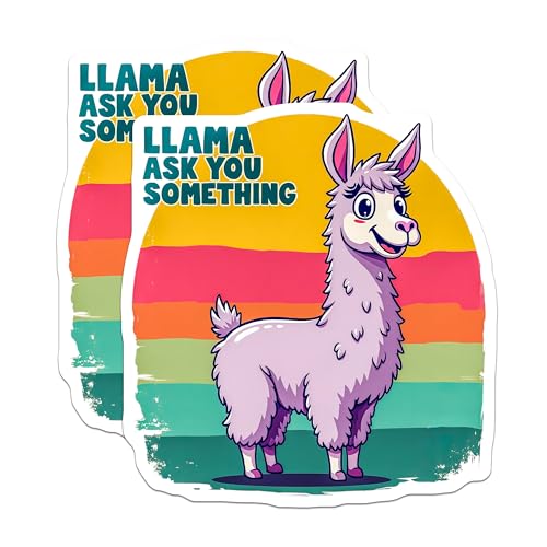(2 Pack) Llama Ask You Something Stickers - Funny Animal Stickers - Cute Llama Stickers for Laptops and Water Bottles - 5" On Longest Side - Sticks to Smooth Flat Surfaces - Made in USA - BMCS5152