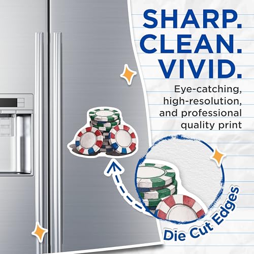 (2 Pack) Poker Chip Magnets - Casino Decor - Gambling Enthusiast Kitchen Magnets - 5" On Longest Side - for Cars, Fridges, Toolboxes - Made in USA - MAG6607